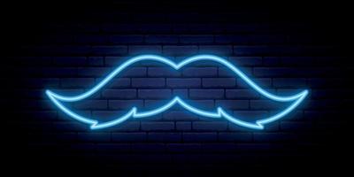 Neon mustache sign. vector