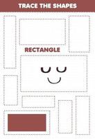 Education game for children trace the shapes rectangle printable worksheet vector