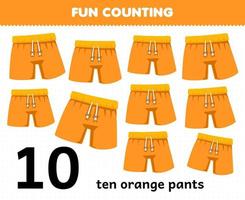 Education game for children fun counting wearable clothes ten orange pants vector