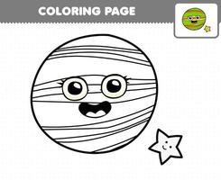 Education game for children coloring page cute cartoon solar system planet printable worksheet vector