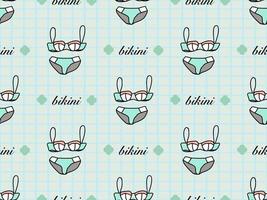 Bikini cartoon character seamless pattern on green background vector