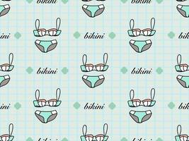 Bikini cartoon character seamless pattern on green background vector