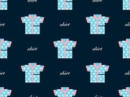 Shirt cartoon character seamless pattern on blue background. Pixel style vector