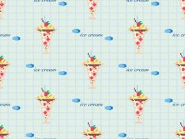 helado personaje de dibujos animados de patrones sin fisuras sobre fondo azul. estilo de píxel vector