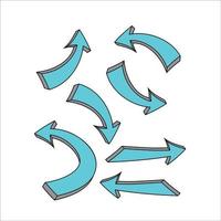 set of 3d blue arrow. modern navigation symbol. vector