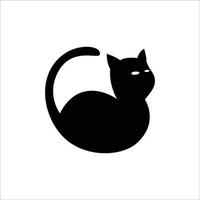 round cat logo template. cat silhouette vector illustration.