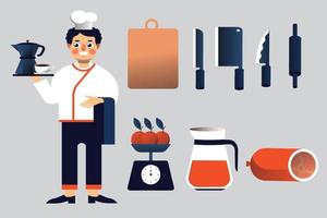 conjunto vectorial de herramientas de cocina y cocina