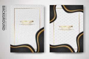 Vector two set of cover design template with luxury and elegant wave, circle and overlap layers background with glitters effect. Realistic textured on background