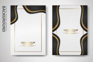 Vector two set of cover design template with luxury and elegant wave, circle and overlap layers background with glitters effect. Realistic textured on background