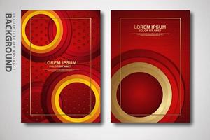 Vector two set of cover design template with luxury and elegant wave, circle and overlap layers background with glitters effect. Realistic textured on background