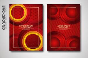 Vector two set of cover design template with luxury and elegant wave, circle and overlap layers background with glitters effect. Realistic textured on background