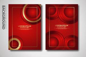 Vector two set of cover design template with luxury and elegant wave, circle and overlap layers background with glitters effect. Realistic textured on background