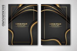 Vector two set of cover design template with luxury and elegant wave, circle and overlap layers background with glitters effect. Realistic textured on background