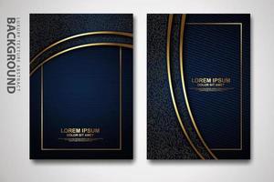 Vector two set of cover design template with luxury and elegant wave, circle and overlap layers background with glitters effect. Realistic textured on background