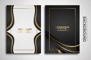 Vector two set of cover design template with luxury and elegant wave, circle and overlap layers background with glitters effect. Realistic textured on background