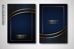 Vector two set of cover design template with luxury and elegant wave, circle and overlap layers background with glitters effect. Realistic textured on background