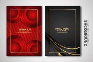 Vector set of cover design template with futuristic and dynamic overlap layers background with glitters effect. Realistic on textured dark background