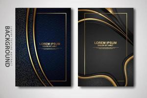 Vector set of cover design template with futuristic and dynamic overlap layers background with glitters effect. Realistic on textured dark background