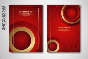 Vector two set of cover design template with luxury and elegant wave, circle and overlap layers background with glitters effect. Realistic textured on background