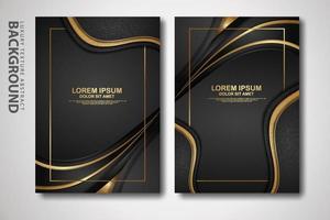 Vector two set of cover design template with luxury and elegant wave, circle and overlap layers background with glitters effect. Realistic textured on background