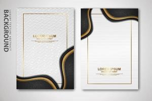 Vector two set of cover design template with luxury and elegant wave, circle and overlap layers background with glitters effect. Realistic textured on background