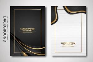 Vector two set of cover design template with luxury and elegant wave, circle and overlap layers background with glitters effect. Realistic textured on background