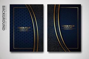 Vector two set of cover design template with luxury and elegant wave, circle and overlap layers background with glitters effect. Realistic textured on background