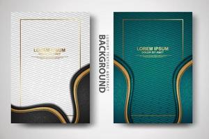 Vector two set of cover design template with luxury and elegant wave, circle and overlap layers background with glitters effect. Realistic textured on background