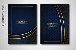 Vector two set of cover design template with luxury and elegant wave, circle and overlap layers background with glitters effect. Realistic textured on background