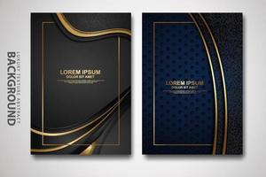 Vector set of cover design template with futuristic and dynamic overlap layers background with glitters effect. Realistic on textured dark background