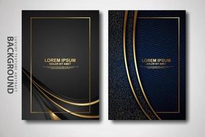 Vector set of cover design template with futuristic and dynamic overlap layers background with glitters effect. Realistic on textured dark background