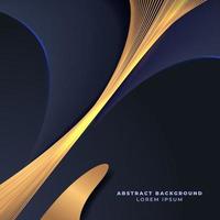 abstract dark blue background with curve golden line element vector