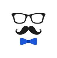 bigote, pajarita y gafas aislado sobre fondo blanco. vector