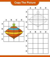 Copy the picture, copy the picture of Whirligig Toy using grid lines. Educational children game, printable worksheet, vector illustration