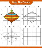 Copy the picture, copy the picture of Whirligig Toy using grid lines. Educational children game, printable worksheet, vector illustration