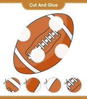 Cut and glue, cut parts of Rugby Ball and glue them. Educational children game, printable worksheet, vector illustration