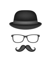 bigote, sombrero y gafas aislado sobre fondo blanco. vector