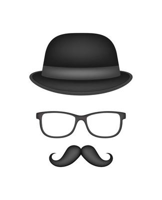 Mustache, Hat, and Glasses isolated on white background