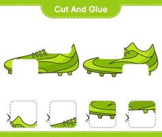 Cut and glue, cut parts of Soccer Shoes and glue them. Educational children game, printable worksheet, vector illustration