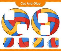 Cut and glue, cut parts of Volleyball and glue them. Educational children game, printable worksheet, vector illustration