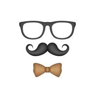 bigote, pajarita y gafas aislado sobre fondo blanco. vector