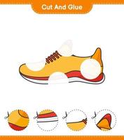 Cut and glue, cut parts of Running Shoes and glue them. Educational children game, printable worksheet, vector illustration