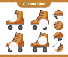 Cut and glue, cut parts of Roller Skate and glue them. Educational children game, printable worksheet, vector illustration