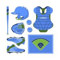 Baseball element vector with flat design style