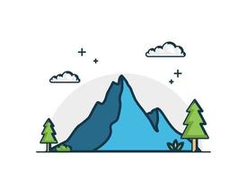 vector de montaña con estilo de esquema de diseño plano