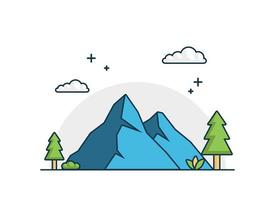 vector de montaña con estilo de esquema de diseño plano