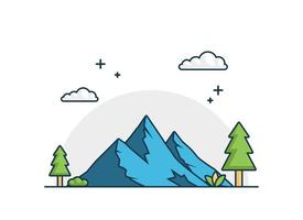 vector de montaña con estilo de esquema de diseño plano