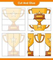 cortar y pegar, cortar partes del trofeo y pegarlas. juego educativo para niños, hoja de cálculo imprimible, ilustración vectorial vector