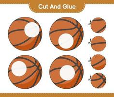 Cut and glue, cut parts of Basketball and glue them. Educational children game, printable worksheet, vector illustration