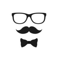 bigote, pajarita y gafas aislado sobre fondo blanco. vector